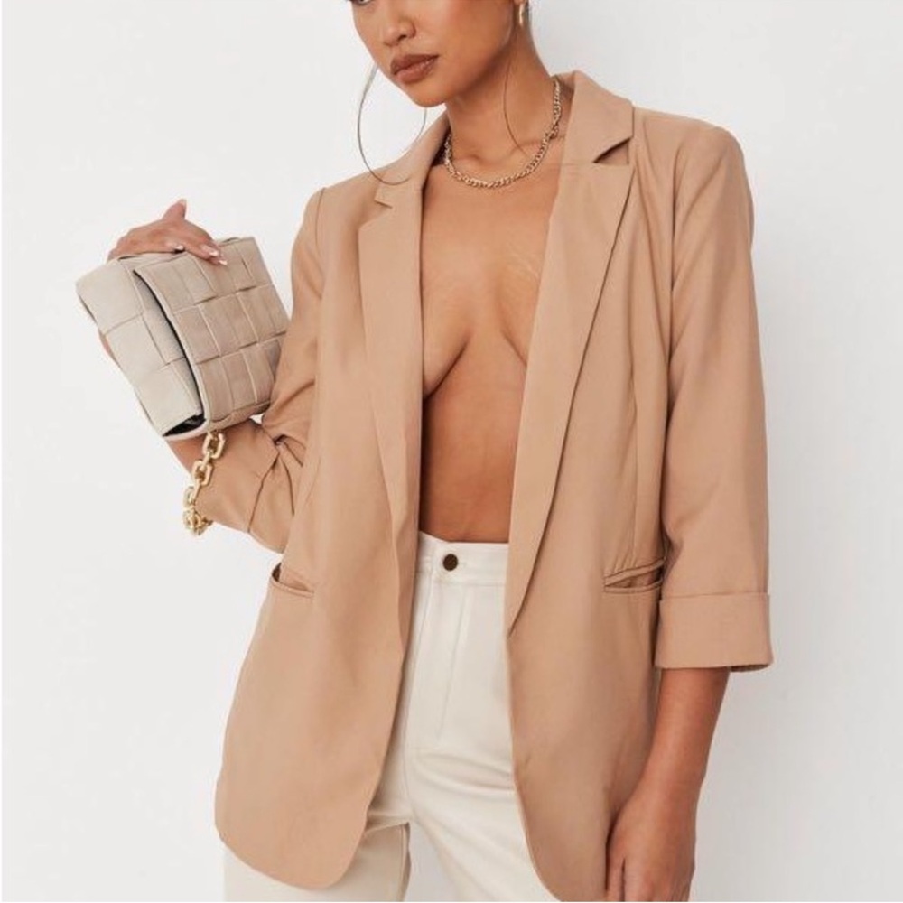 Missguided Camel Blazer with Rolled Sleeves